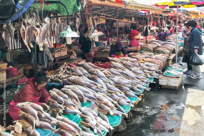 Рыбный рынок Чжагальчи - это крупнейший рынок морских продуктов в Корее, он считается одним из символов города. Выбор здесь огромный!