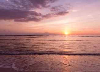 View at Bali island from Gili Trawangan at sunset